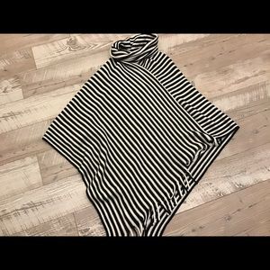 Striped black and white Poncho
